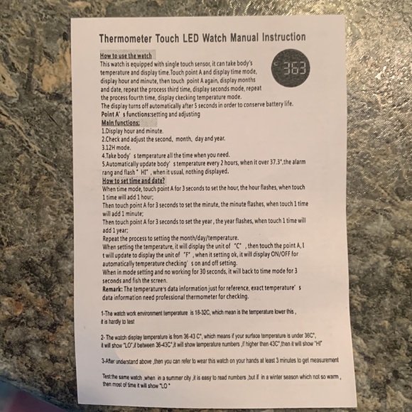 BNWT Accutime Thermometer LED Touchscreen Watch in Camo (comes with mask) unisex - Picture 7 of 8